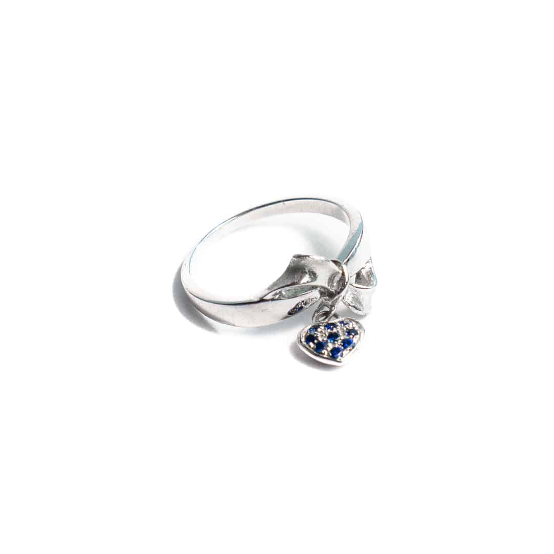 Bellissimo Anello Fiocco Con Zaffiri Blu