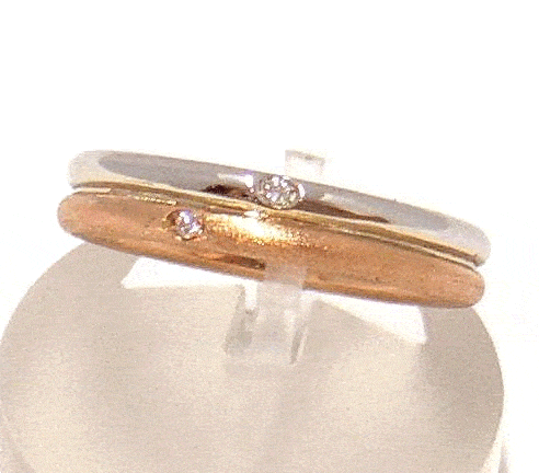 Fede Design Doppia In Oro Bianco e Oro Rosa Satinato Diamanti