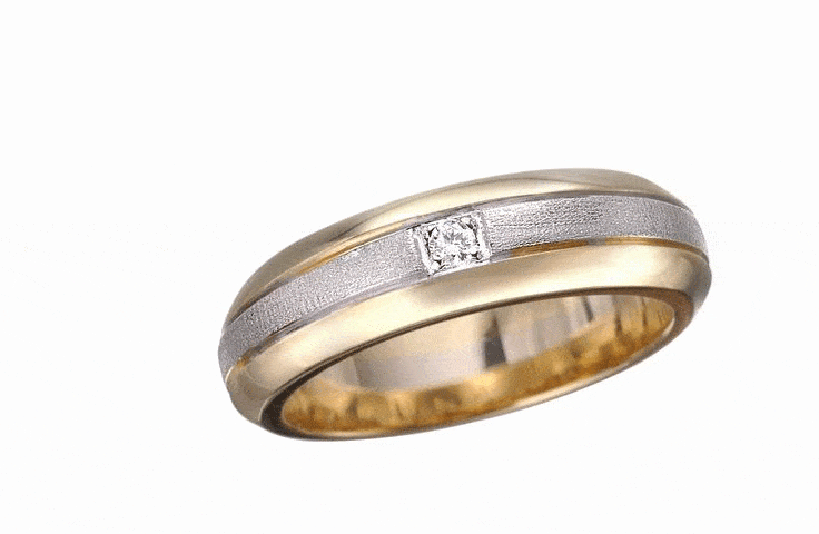 Fede Design In Oro Giallo E Oro Bianco Satinato Brill