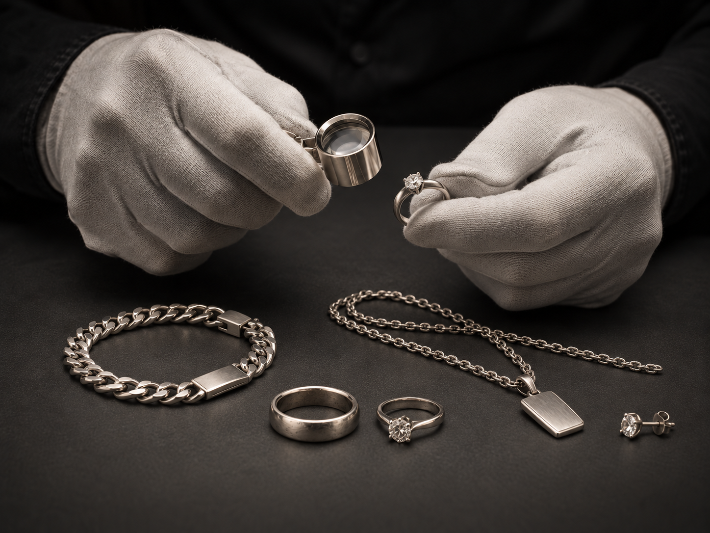 Anelli, bracciale e collana in platino 950 usato